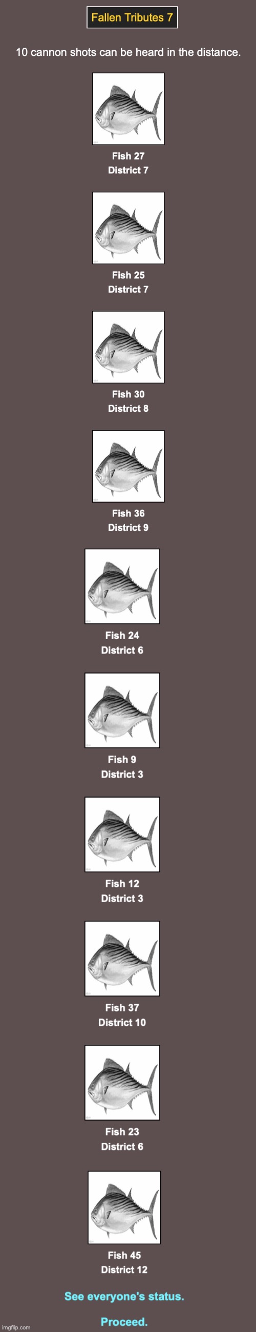 Five fishes left, kill counts are in the comments | made w/ Imgflip meme maker