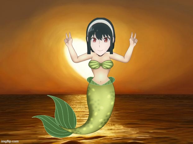 mermaid yor forger | image tagged in love,yor forger,anime,spy x family,the little mermaid,mermaid yor forger | made w/ Imgflip meme maker