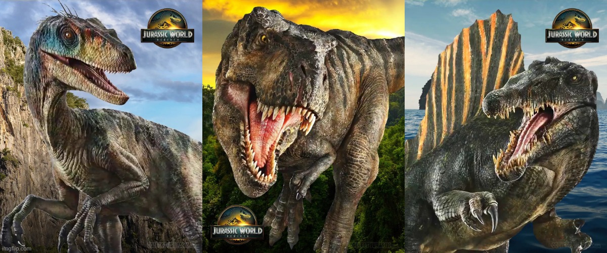 Some Jurassic World Rebirth dinosaur posters.mp3 | image tagged in jurassic park,jurassic world,jurassic park/world,poster | made w/ Imgflip meme maker