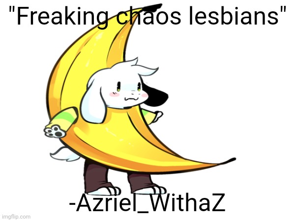 E | "Freaking chaos lesbians"; -Azriel_WithaZ | image tagged in don't worry,i burnt the tags,-flare | made w/ Imgflip meme maker