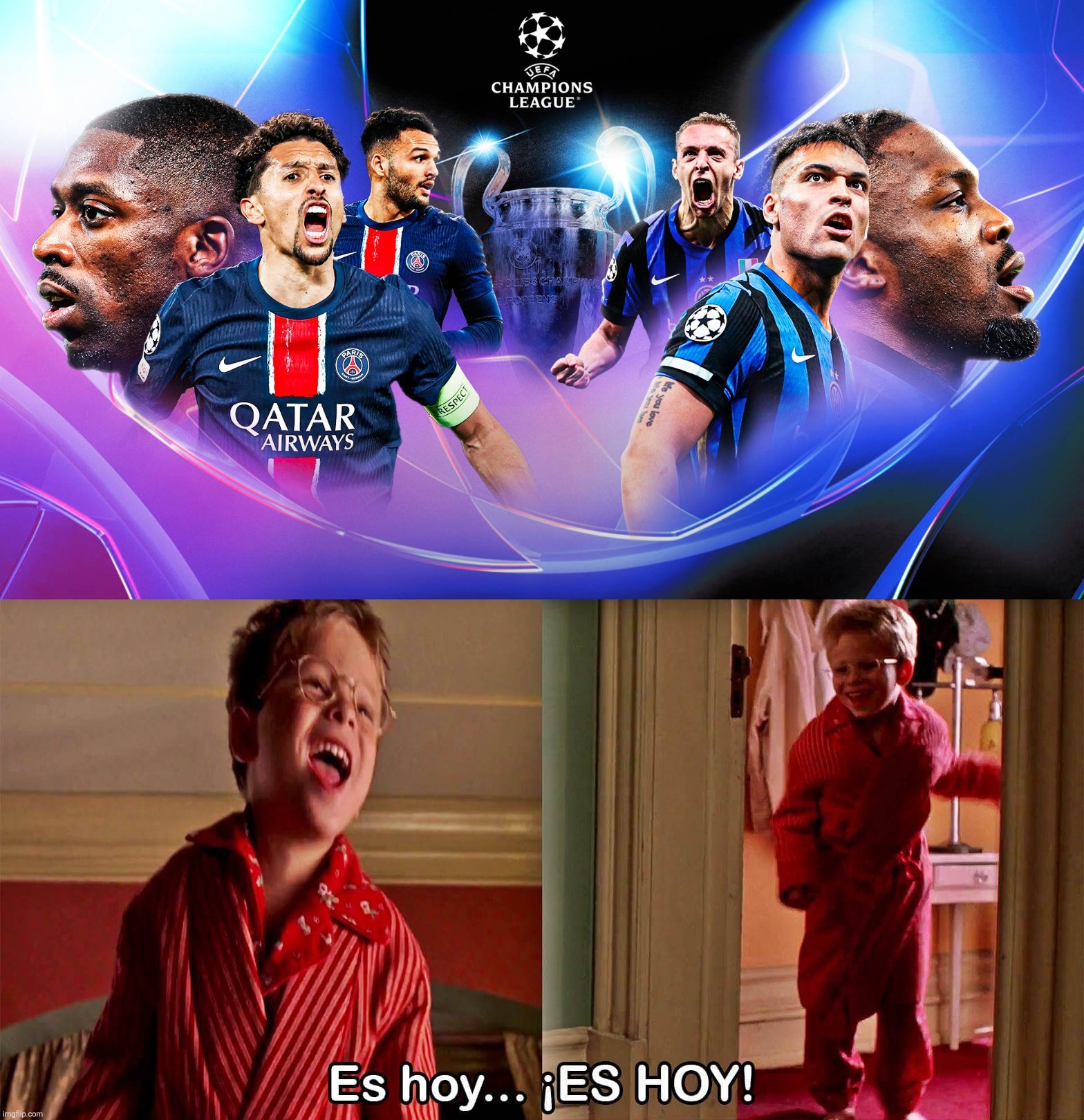 Paris Saint-Germain - FC Inter. esta noche a las 21 en directo en La 1 | image tagged in es hoy it's today,psg,inter,champions league,final,soccer | made w/ Imgflip meme maker