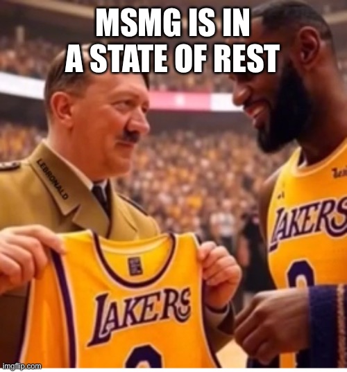 Adolf and lebron | MSMG IS IN A STATE OF REST | image tagged in adolf and lebron | made w/ Imgflip meme maker