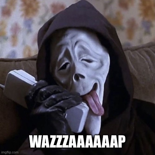 Ghostface Wazzup | WAZZZAAAAAAP | image tagged in ghostface wazzup | made w/ Imgflip meme maker
