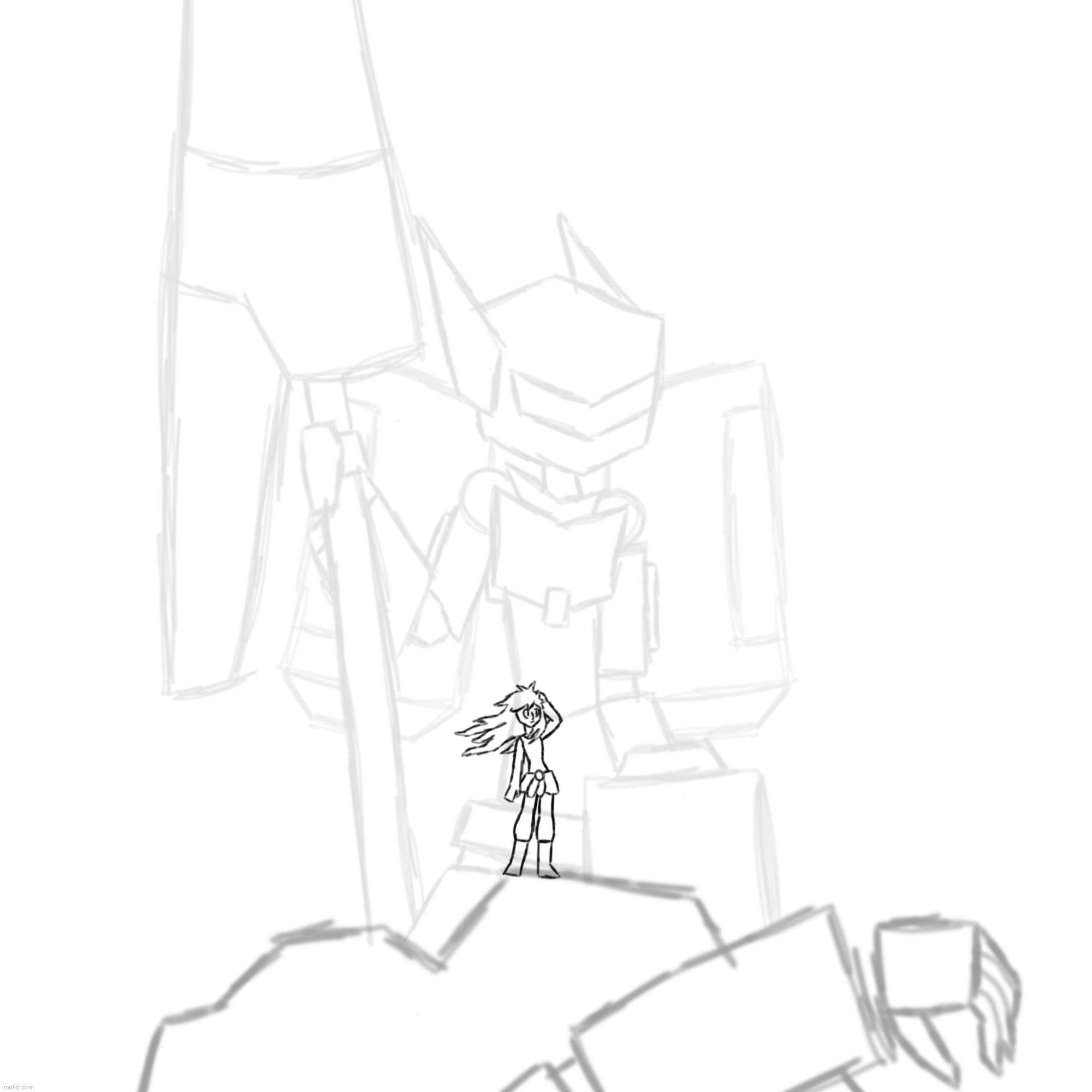 Quick sketch of Aurora and her mech, Dashing Lance | made w/ Imgflip meme maker