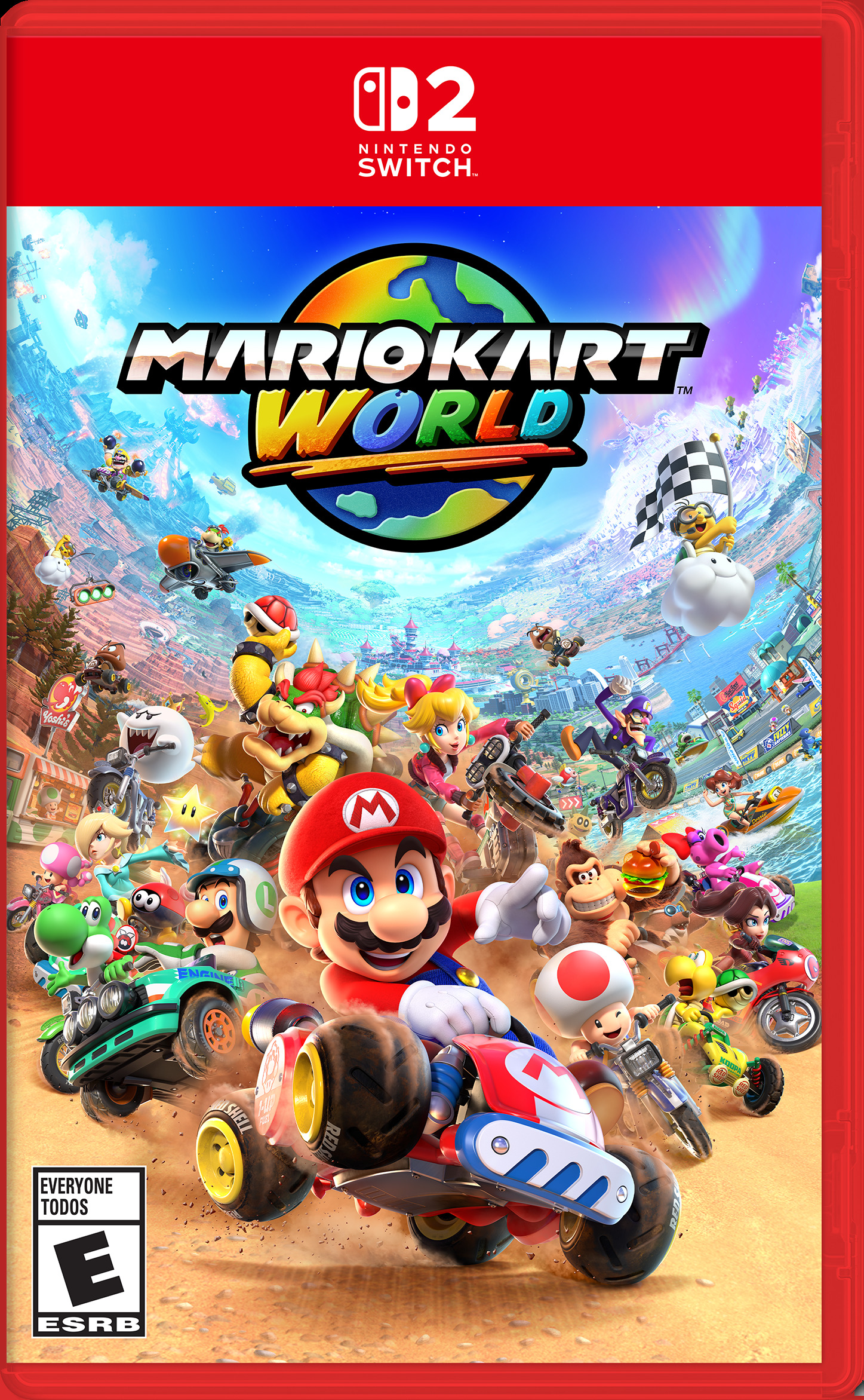 Mario Kart World boxart Blank Meme Template