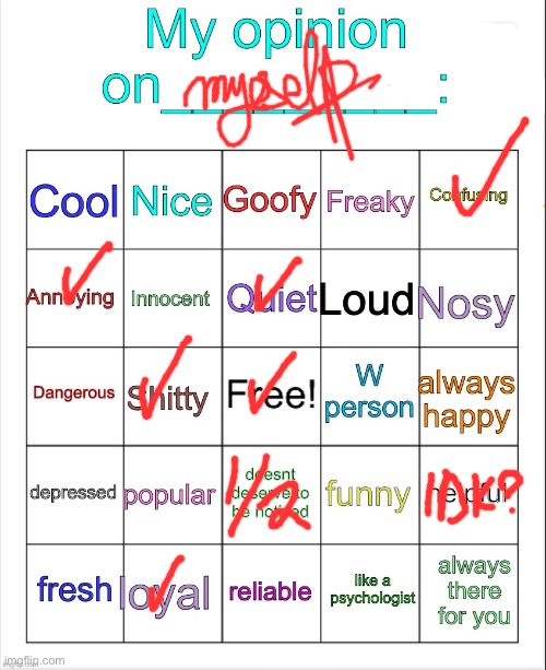 My opinion on ___ bingo by owu | image tagged in my opinion on ___ bingo by owu | made w/ Imgflip meme maker