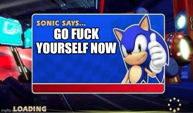 Sonic Says | GO FUCK YOURSELF NOW | image tagged in sonic says | made w/ Imgflip meme maker