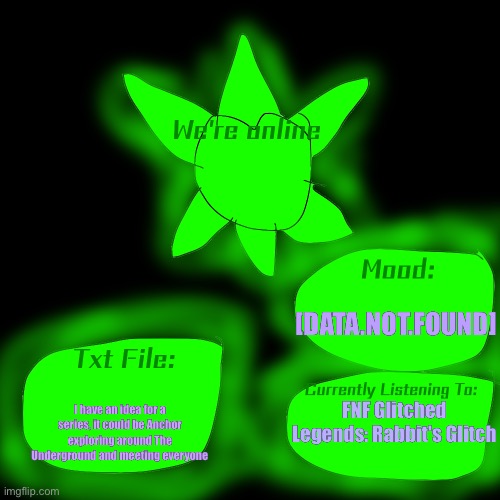 Announcement Temp | [DATA.NOT.FOUND]; I have an idea for a series, it could be Anchor exploring around The Underground and meeting everyone; FNF Glitched Legends: Rabbit's Glitch | image tagged in announcement template | made w/ Imgflip meme maker
