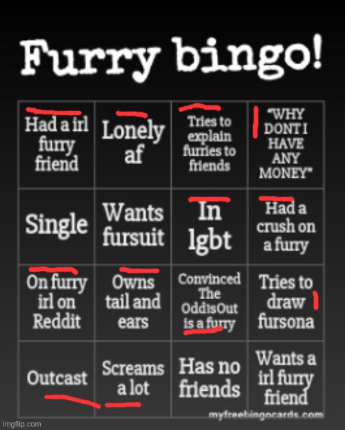 Furry bingo | image tagged in furry bingo | made w/ Imgflip meme maker