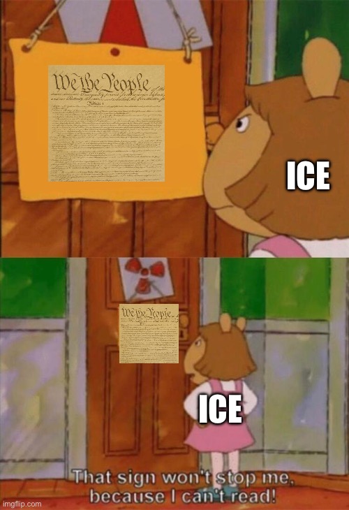 DW Sign Won't Stop Me Because I Can't Read | ICE; ICE | image tagged in dw sign won't stop me because i can't read | made w/ Imgflip meme maker