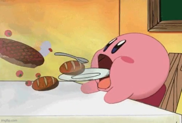 Kirby eating | image tagged in kirby eating | made w/ Imgflip meme maker