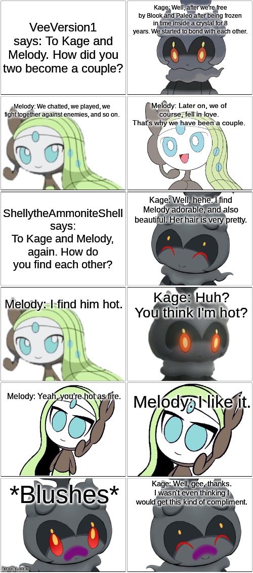 Story and Compliments.mp3 | image tagged in comic,kage and melody,kage,melody | made w/ Imgflip meme maker