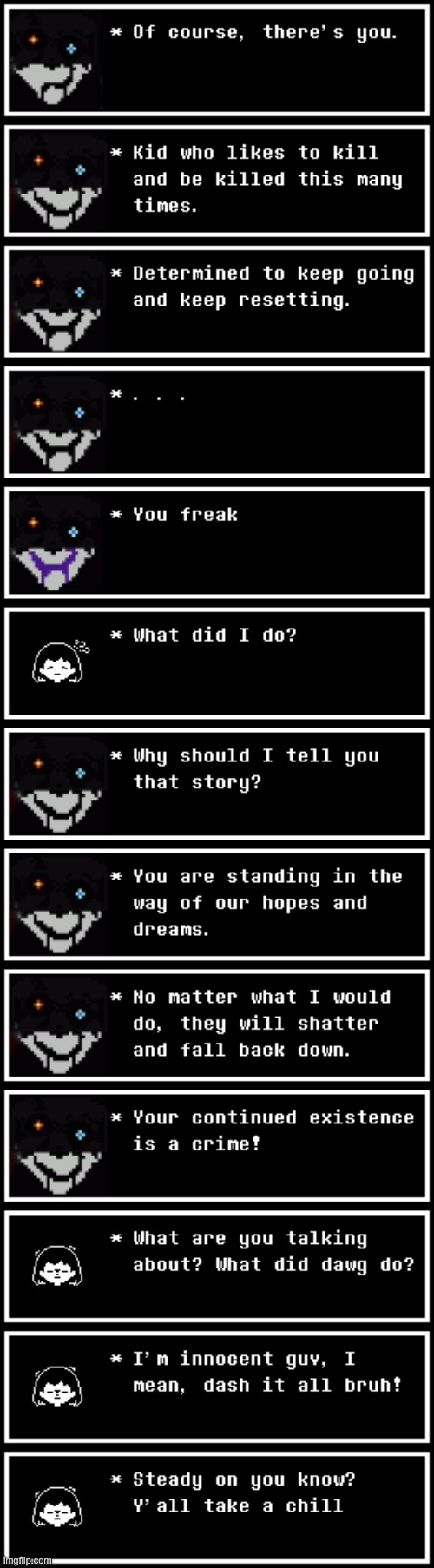 Street Frisk v Maskter | image tagged in chaos was here,and here,but not here,also get the fuck online spinel,lego may or may not have been here | made w/ Imgflip meme maker