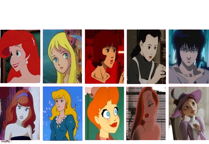 top 10 waifus of animation Blank Meme Template
