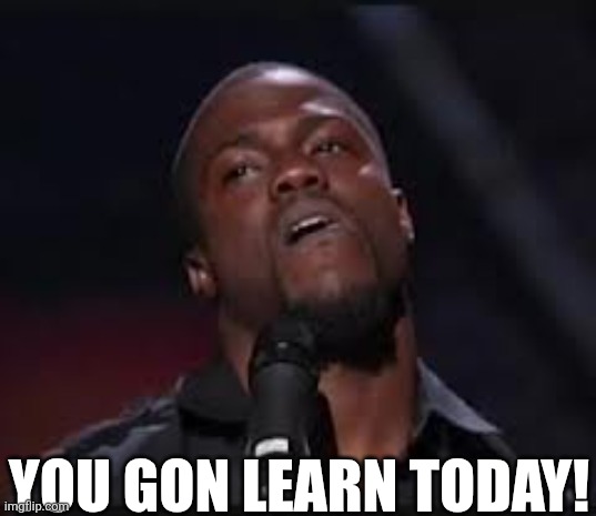 You Gon Learn Today! | YOU GON LEARN TODAY! | image tagged in kevin hart | made w/ Imgflip meme maker