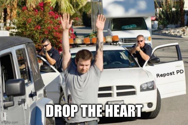 Repost Police | DROP THE HEART | image tagged in repost police | made w/ Imgflip meme maker