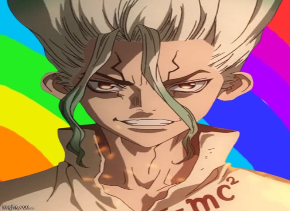 senku icon | image tagged in senku,anime,dr stone,icons,dr who,rainbow | made w/ Imgflip meme maker
