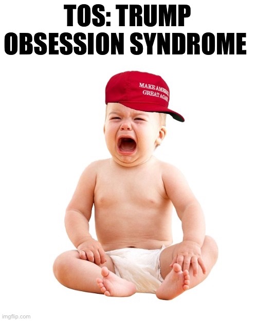 He lives rent free in THEIR minds | TOS: TRUMP OBSESSION SYNDROME | image tagged in baby maga | made w/ Imgflip meme maker