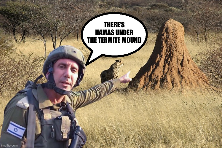 ??: “Termites are Hamas” | THERE’S HAMAS UNDER THE TERMITE MOUND | image tagged in memes,animal meme,israel,shitpost,funny,lol | made w/ Imgflip meme maker