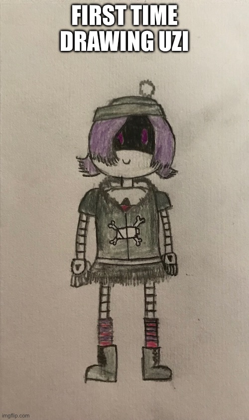 I suck at drawing lol | FIRST TIME DRAWING UZI | made w/ Imgflip meme maker