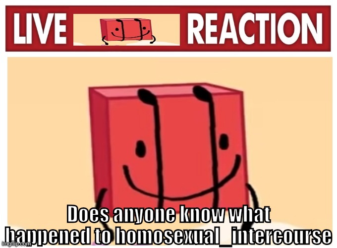 Hello chat | Does anyone know what happened to homosexual_intercourse | image tagged in live boky reaction | made w/ Imgflip meme maker