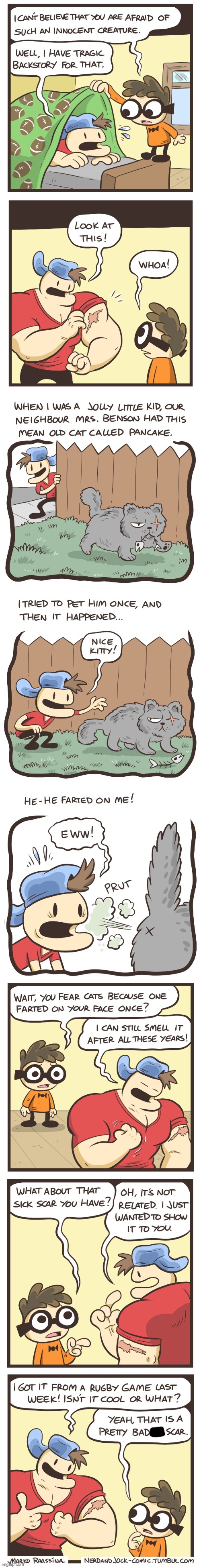 image tagged in nerd,jock,memory,cat,fart,scar | made w/ Imgflip meme maker