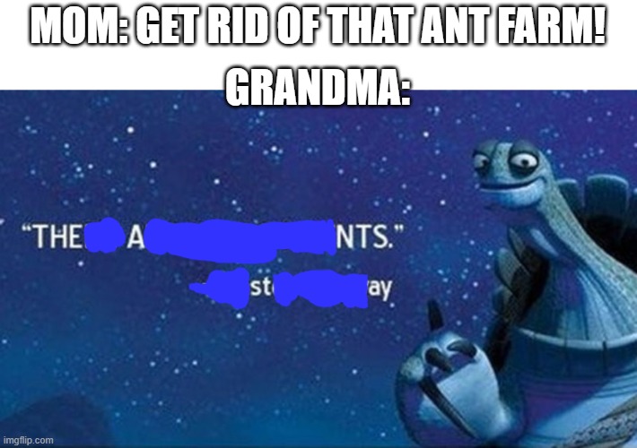 speedoflobsters meme lol | MOM: GET RID OF THAT ANT FARM! GRANDMA: | image tagged in there are no accidents,r/speedoflobsters | made w/ Imgflip meme maker