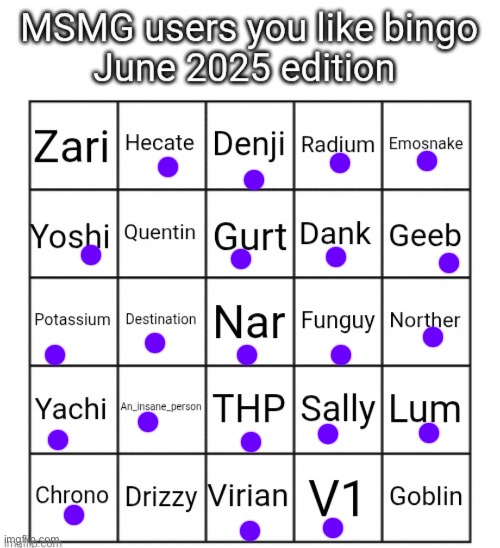 Y’all pretty cool ig. Maybe even pogchamps | image tagged in msmg users you like bingo june 2025 edition | made w/ Imgflip meme maker