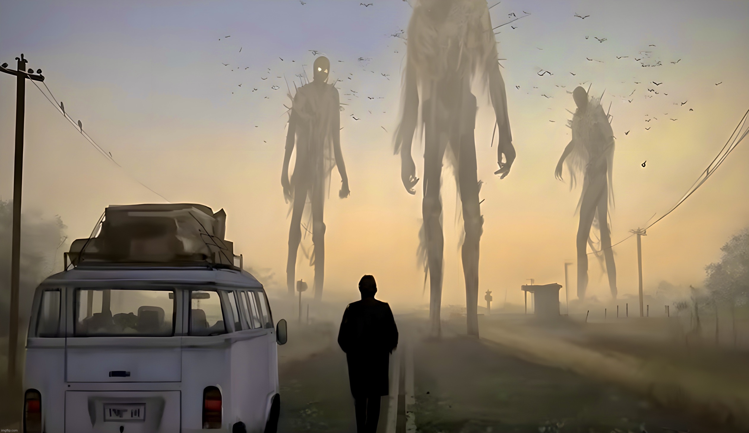 Turnpike | image tagged in horror,memes,fear,giants,end of the world,creepy | made w/ Imgflip meme maker