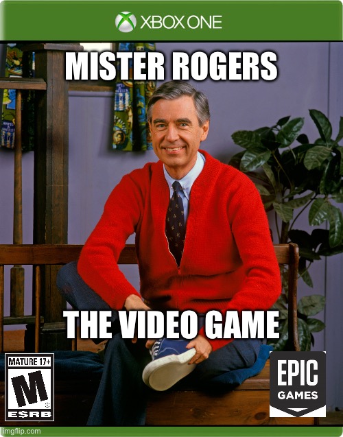 Mister Roger’s The Video Game USA Xbox | MISTER ROGERS; THE VIDEO GAME | image tagged in xbox template box | made w/ Imgflip meme maker