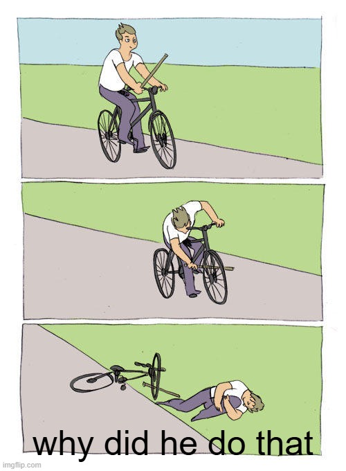i dont get it | why did he do that | image tagged in memes,bike fall | made w/ Imgflip meme maker