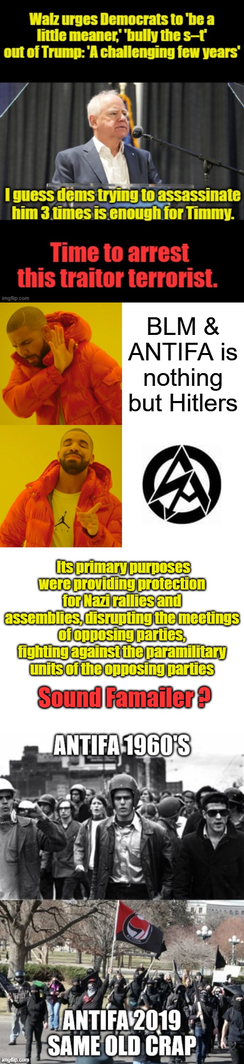 Dems call you what they really are. Don't be fooled. THE Sturmabteilung | BLM & ANTIFA is nothing but Hitlers; Its primary purposes were providing protection for Nazi rallies and assemblies, disrupting the meetings of opposing parties, fighting against the paramilitary units of the opposing parties; Sound Famailer ? | image tagged in memes,drake hotline bling,blank white template | made w/ Imgflip meme maker