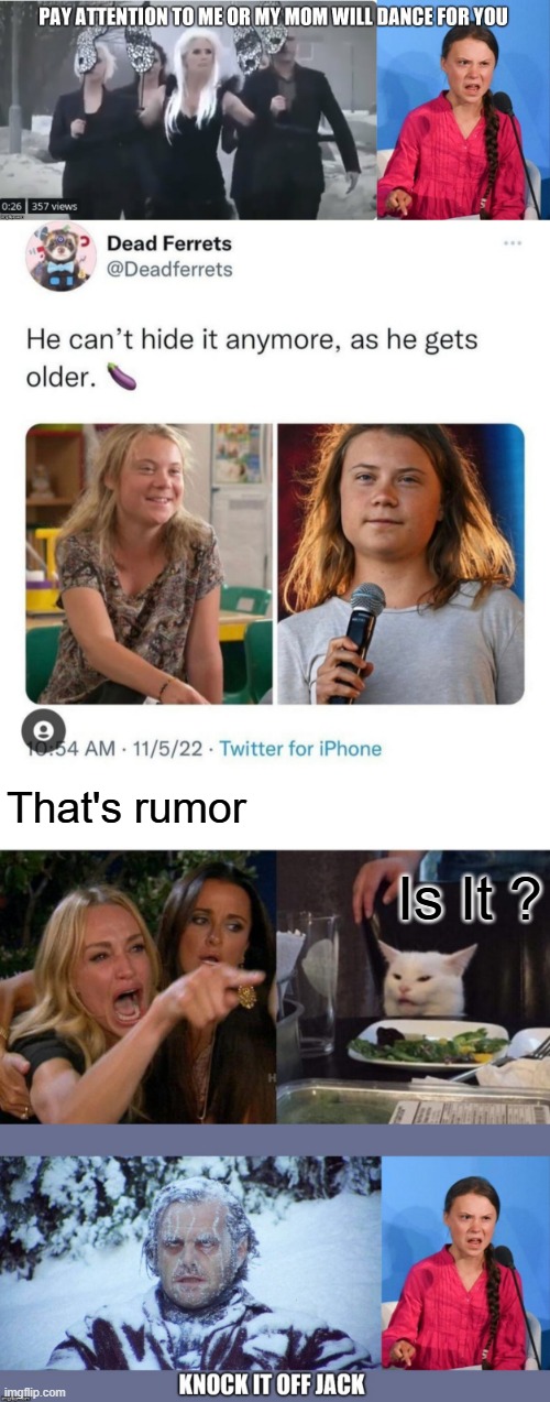 Just rumor's until they're not. | That's rumor; Is It ? | image tagged in memes,woman yelling at cat | made w/ Imgflip meme maker