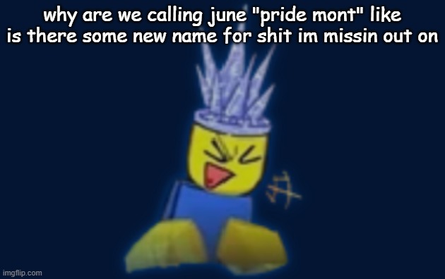the silly | why are we calling june "pride mont" like is there some new name for shit im missin out on | image tagged in the silly | made w/ Imgflip meme maker