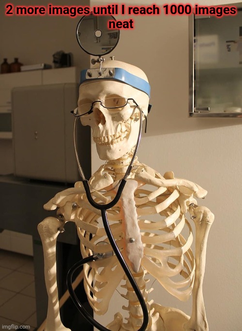 pretty neato | 2 more images until I reach 1000 images
neat | image tagged in skeleton doctor | made w/ Imgflip meme maker