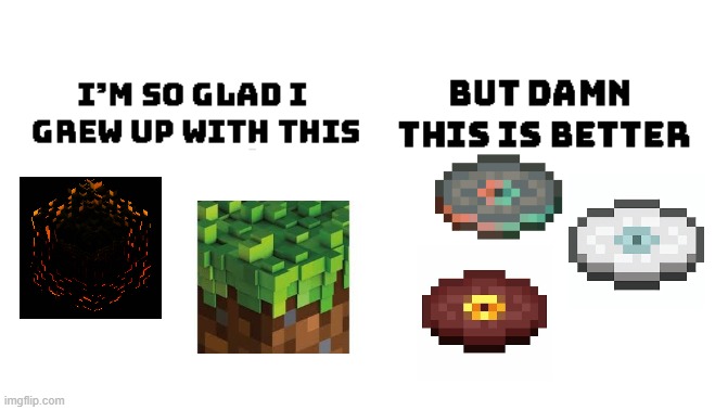 Dont hate me. Both of them are fire | image tagged in im so glad i grew up with this but damn this is better,minecraft,music | made w/ Imgflip meme maker