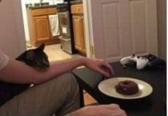 I'm physicly resstraing him from eating my doughnut. Blank Meme Template