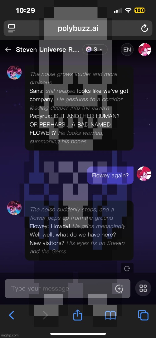 How the hell does a Steven Universe AI retain stuff from UNDERTALE?! FLOWEY’S NAME IS RIGHT, PAPYRUS AND SANS HAVE RIGHT SPEECH! | image tagged in sans of topic,steven universe,undertale,spinel,undertale papyrus,sans undertale | made w/ Imgflip meme maker