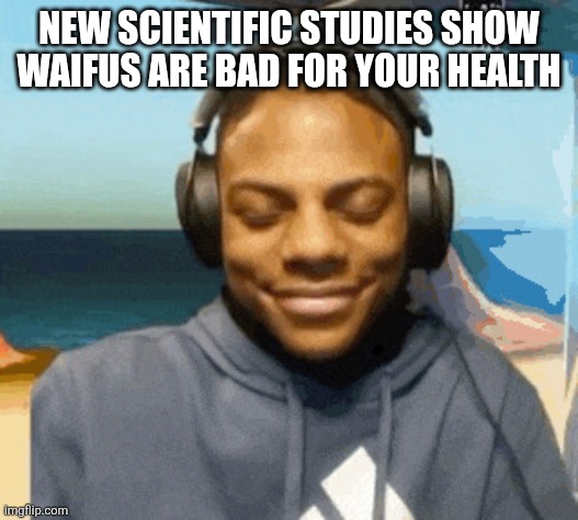 speed laughing | NEW SCIENTIFIC STUDIES SHOW WAIFUS ARE BAD FOR YOUR HEALTH | image tagged in speed laughing | made w/ Imgflip meme maker