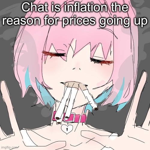 Riamu Yumemi | Chat is inflation the reason for prices going up; If you can’t tell this is obviously a joke and if you think I’m serious you’re stupid | image tagged in riamu yumemi | made w/ Imgflip meme maker