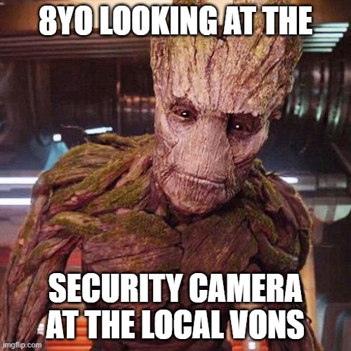e | 8YO LOOKING AT THE; SECURITY CAMERA AT THE LOCAL VONS | image tagged in groot guardians of the galaxy,groot,guardians of the galaxy,lol so funny,memes,2018 | made w/ Imgflip meme maker