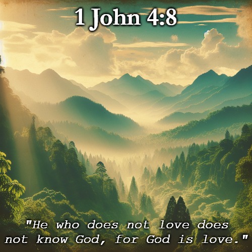 God is Love | 1 John 4:8; "He who does not love does not know God, for God is love." | image tagged in christianonly,god is love,god is just,christians | made w/ Imgflip meme maker