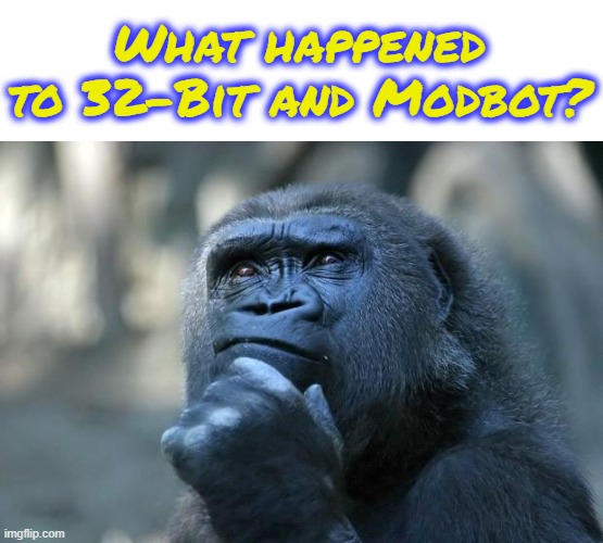 Deep Thoughts | What happened to 32-Bit and Modbot? | image tagged in deep thoughts | made w/ Imgflip meme maker