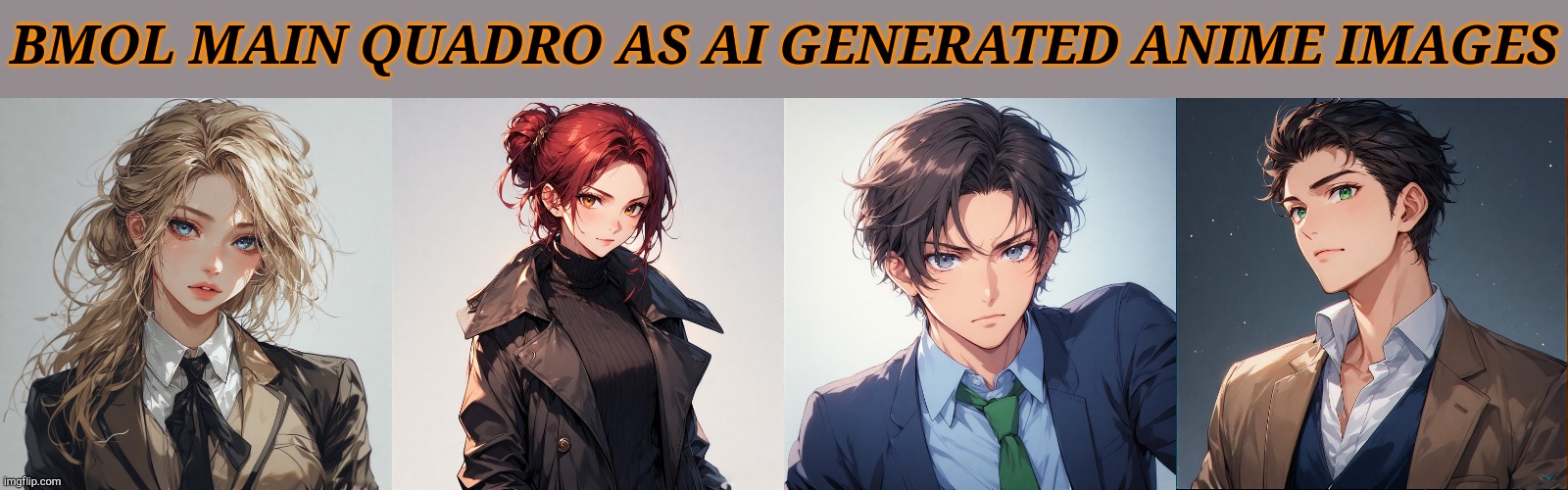 It's Kinda Dogshit But I Got Bored | BMOL MAIN QUADRO AS AI GENERATED ANIME IMAGES | image tagged in supernatural,british,men,letters,ai generated,anime | made w/ Imgflip meme maker