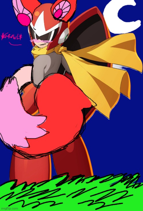 ProtoMan as a Swollen Bellied Werewolf! | image tagged in protoman,big belly,werewolf | made w/ Imgflip meme maker