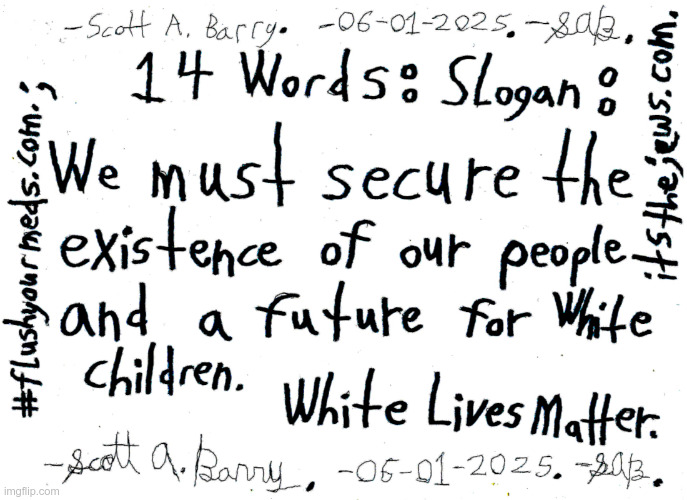 14 Words #flushyourmeds Scott Barry ; | image tagged in nazi,autism,lolcow,white people,random,retarded | made w/ Imgflip meme maker
