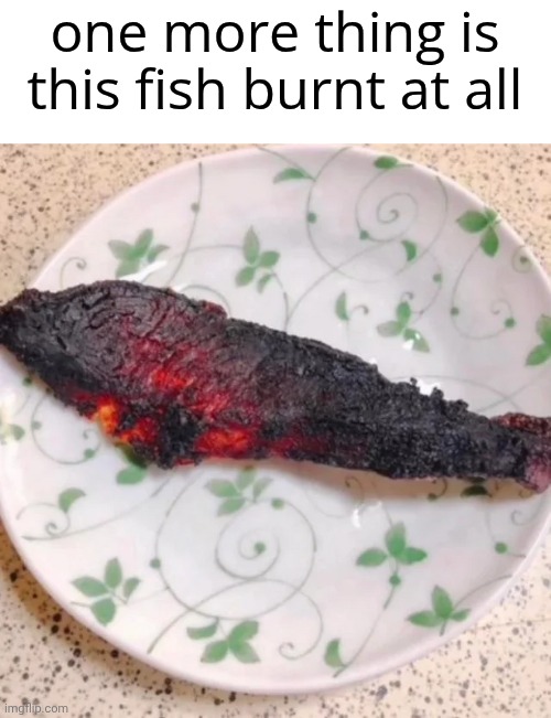 one more thing is this fish burnt at all | made w/ Imgflip meme maker