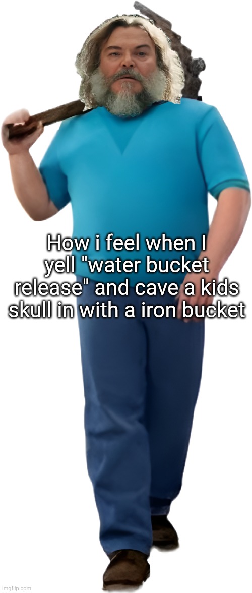 steve | How i feel when I yell "water bucket release" and cave a kids skull in with a iron bucket | image tagged in steve | made w/ Imgflip meme maker