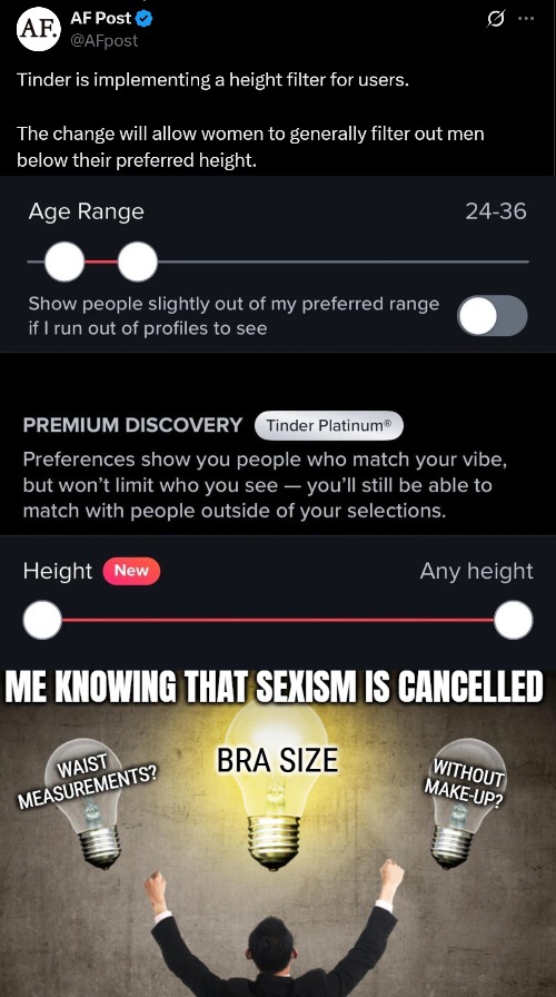 image tagged in funny,sexism,tinder,online dating,sarcasm | made w/ Imgflip meme maker