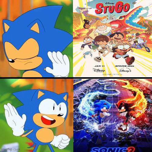 Sonic hated STUGO And Sonic Liked Sonic 3 | image tagged in sonic mania,disney channel | made w/ Imgflip meme maker